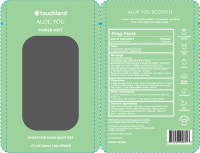 Label - Touchland Hand sanitizer   ALOEYOU